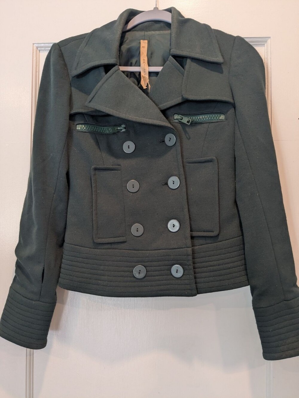 Bailey 44 | Vintage Green Pea Coat Zip Accents - XS